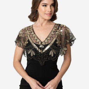 Gold Beaded Capelet Unique Vintage